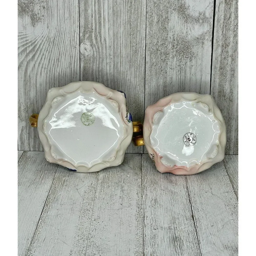 Hand Painted Porcelain Cream and Sugar Set Germany Violets